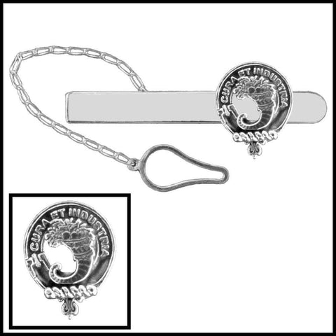 Walker Clan Crest Scottish Button Loop Tie Bar ~ Sterling silver