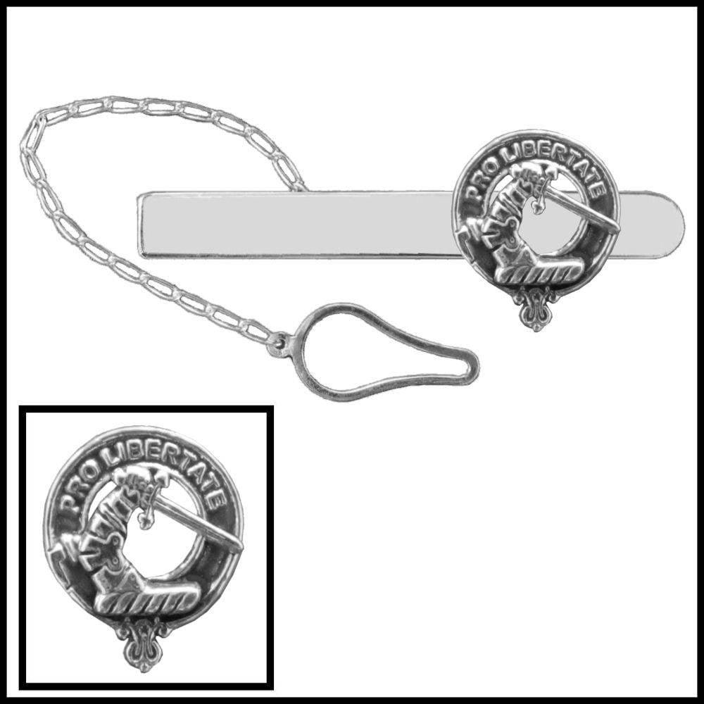 Wallace Clan Crest Scottish Button Loop Tie Bar ~ Sterling silver