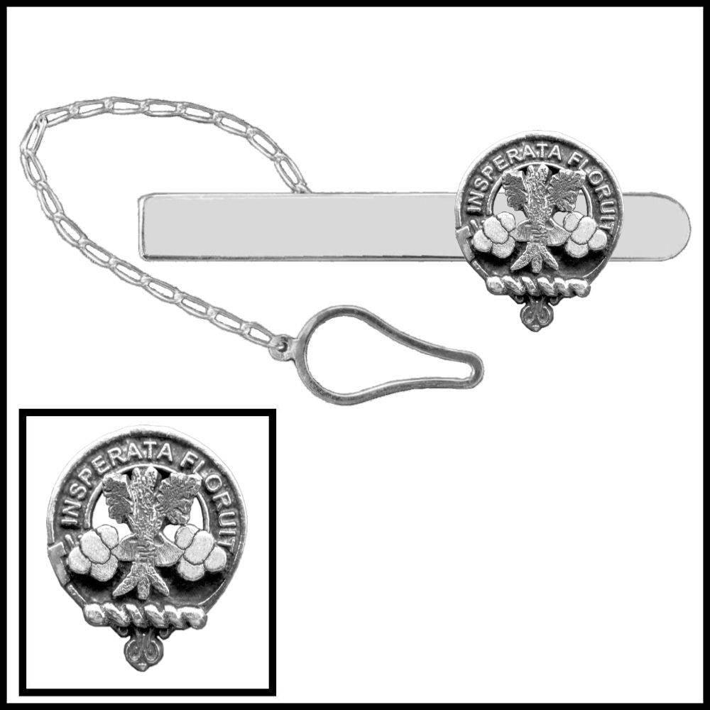 Watson Clan Crest Scottish Button Loop Tie Bar ~ Sterling silver