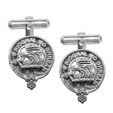 MacGregor Clan Crest Scottish Cufflinks; Pewter, Sterling Silver and Karat Gold