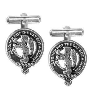 MacIntosh Clan Crest Scottish Cufflinks; Pewter, Sterling Silver and Karat Gold