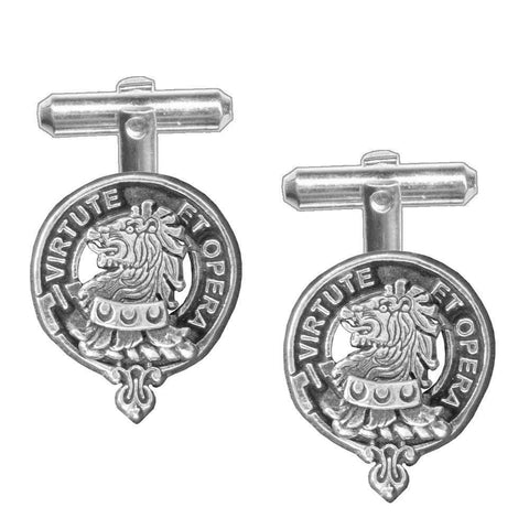 Pentland Clan Crest Scottish Cufflinks; Pewter, Sterling Silver and Karat Gold