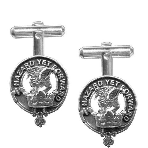 Seton Clan Crest Scottish Cufflinks; Pewter, Sterling Silver and Karat Gold