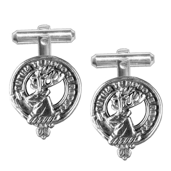 Crawford Clan Crest Scottish Cufflinks; Pewter, Sterling Silver and Karat Gold