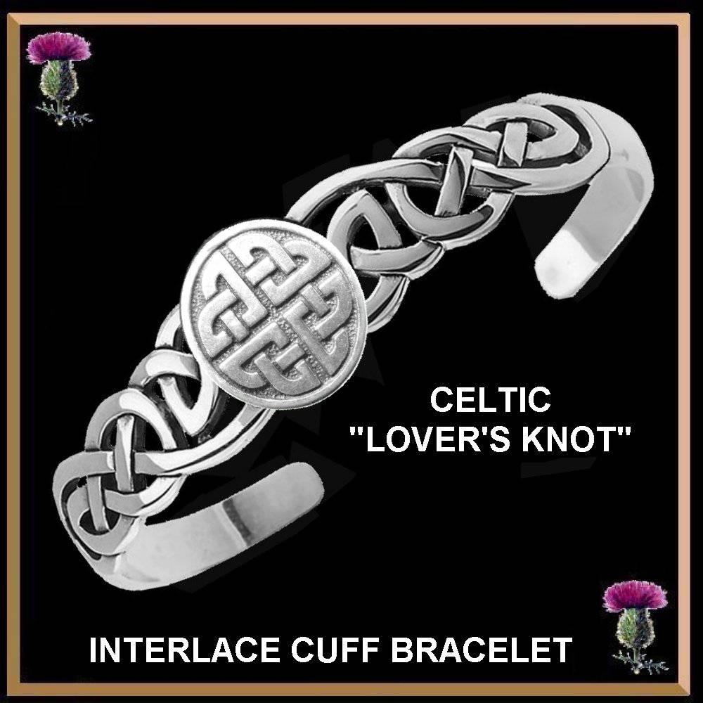 Lover's Knot Celtic Cuff Bracelet, Interlace - Sterling Silver