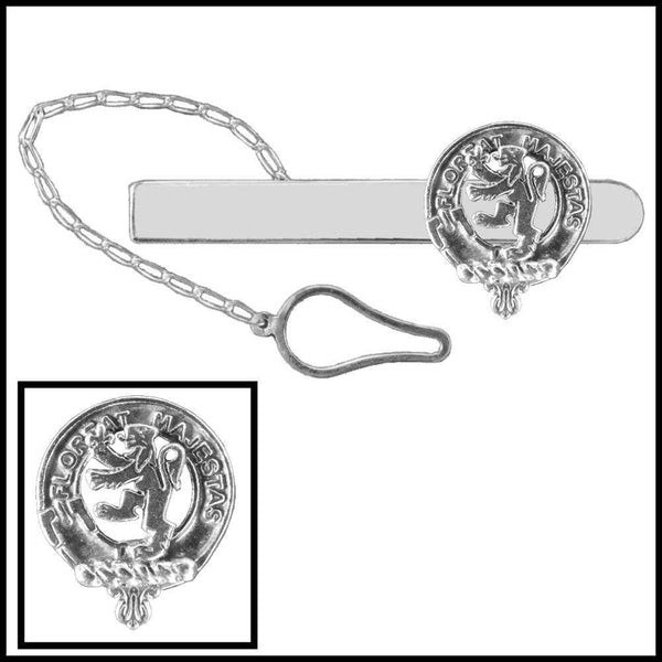 Brown Clan Crest Scottish Button Loop Tie Bar ~ Sterling silver