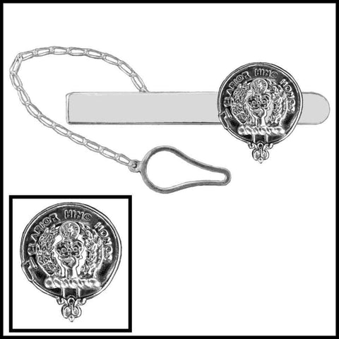Buchanan Clan Crest Scottish Button Loop Tie Bar ~ Sterling silver