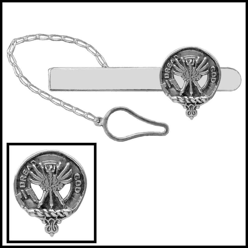 Carnegie Clan Crest Scottish Button Loop Tie Bar ~ Sterling silver