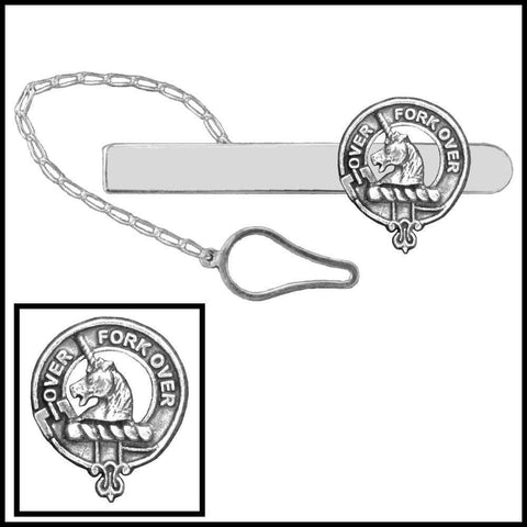 Cunningham Clan Crest Scottish Button Loop Tie Bar ~ Sterling silver
