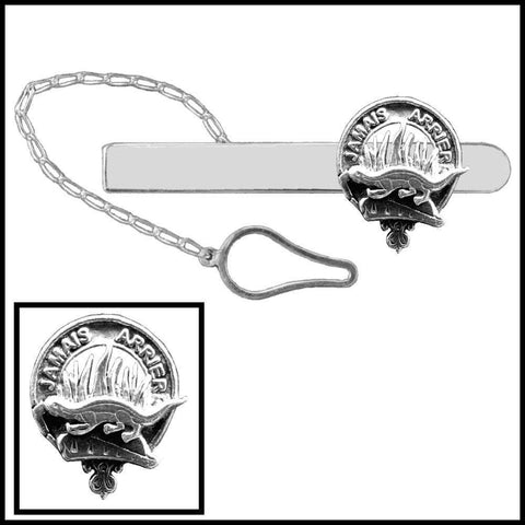 Douglas Clan Crest Scottish Button Loop Tie Bar ~ Sterling silver