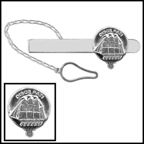 Duncan Clan Crest Scottish Button Loop Tie Bar ~ Sterling silver