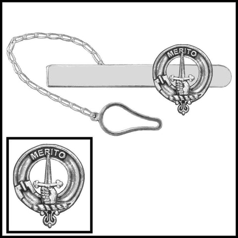 Dunlop Clan Crest Scottish Button Loop Tie Bar ~ Sterling silver