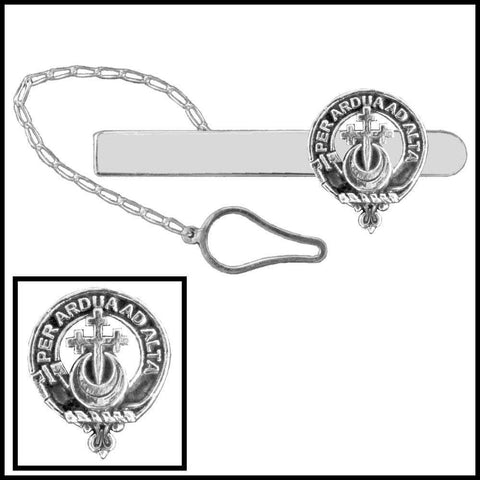 Hannay Clan Crest Scottish Button Loop Tie Bar ~ Sterling silver