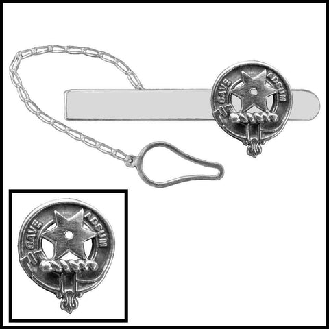 Jardine Clan Crest Scottish Button Loop Tie Bar ~ Sterling silver