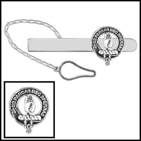 Lamont Clan Crest Scottish Button Loop Tie Bar ~ Sterling silver