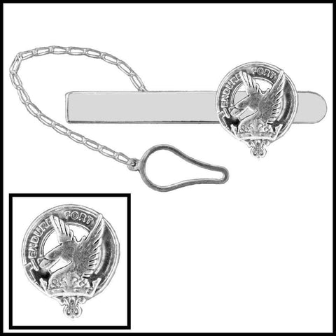 Lindsay Clan Crest Scottish Button Loop Tie Bar ~ Sterling silver