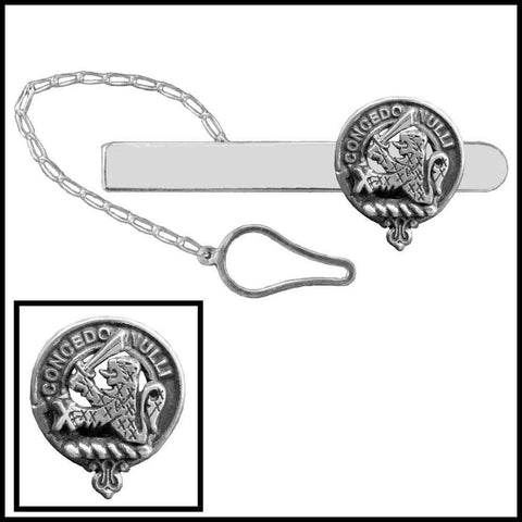 Little Clan Crest Scottish Button Loop Tie Bar ~ Sterling silver