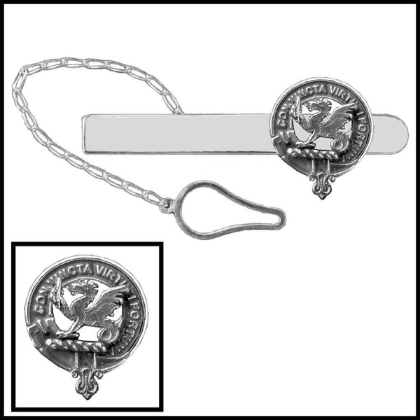 MacBeth Clan Crest Scottish Button Loop Tie Bar ~ Sterling silver