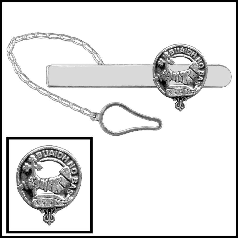 MacDougall Clan Crest Scottish Button Loop Tie Bar ~ Sterling silver