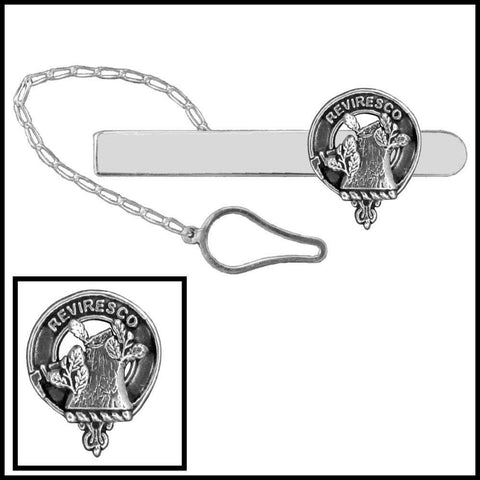 MacEwen Clan Crest Scottish Button Loop Tie Bar ~ Sterling silver