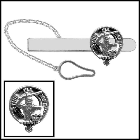 MacFarlane Clan Crest Scottish Button Loop Tie Bar ~ Sterling silver