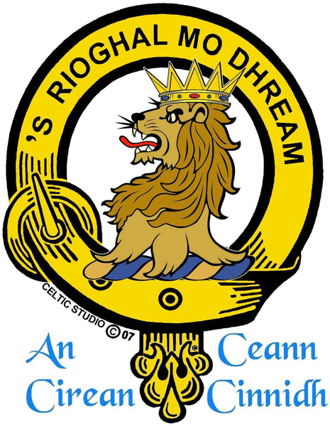 MacGregor Clan Crest Scottish Button Loop Tie Bar ~ Sterling silver
