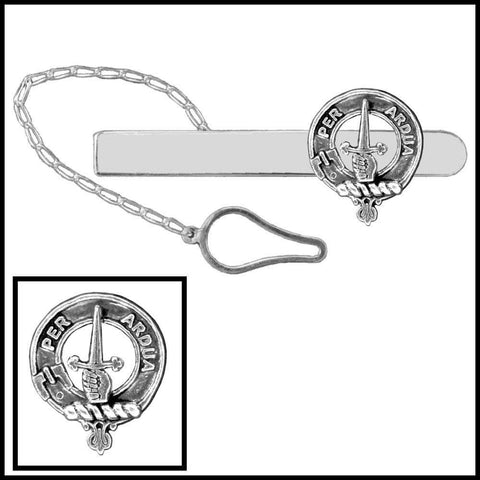 MacIntyre Clan Crest Scottish Button Loop Tie Bar ~ Sterling silver