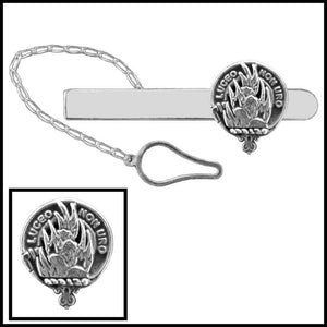 MacKenzie Clan Crest Scottish Button Loop Tie Bar ~ Sterling silver