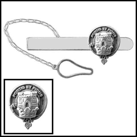 MacLachlan Clan Crest Scottish Button Loop Tie Bar ~ Sterling silver