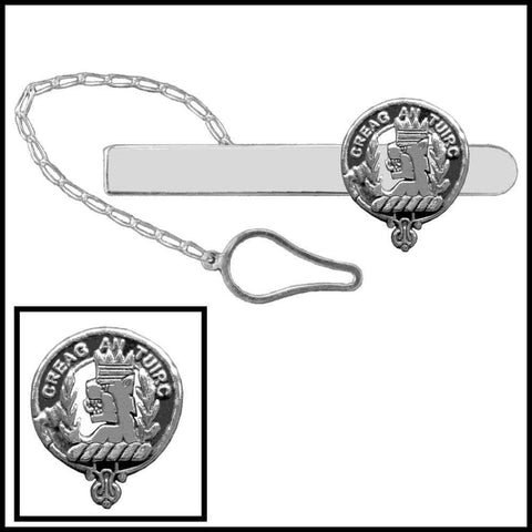 MacLaren Clan Crest Scottish Button Loop Tie Bar ~ Sterling silver