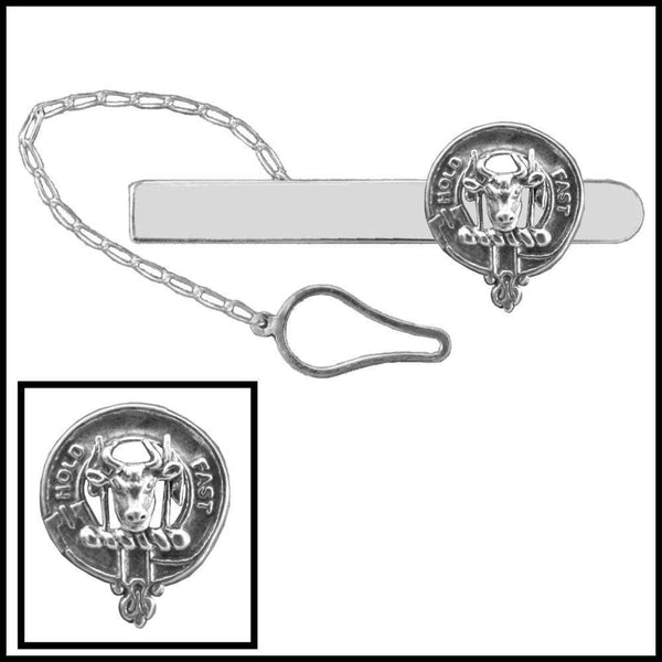 MacLeod Clan Crest Scottish Button Loop Tie Bar ~ Sterling silver