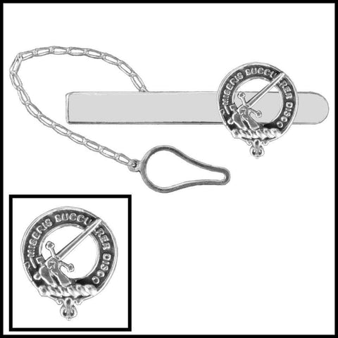 MacMillan Clan Crest Scottish Button Loop Tie Bar ~ Sterling silver