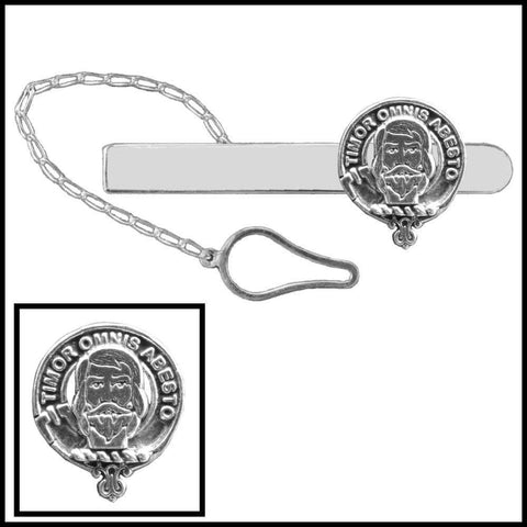MacNab Clan Crest Scottish Button Loop Tie Bar ~ Sterling silver