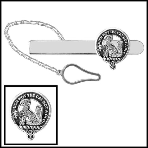 MacPherson Clan Crest Scottish Button Loop Tie Bar ~ Sterling silver