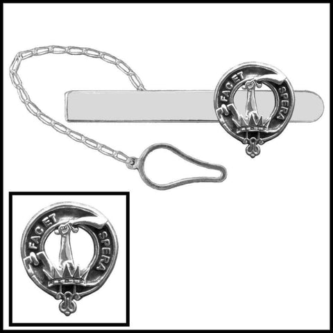 Matheson Clan Crest Scottish Button Loop Tie Bar ~ Sterling silver