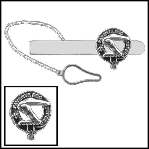 Mitchell Clan Crest Scottish Button Loop Tie Bar ~ Sterling silver