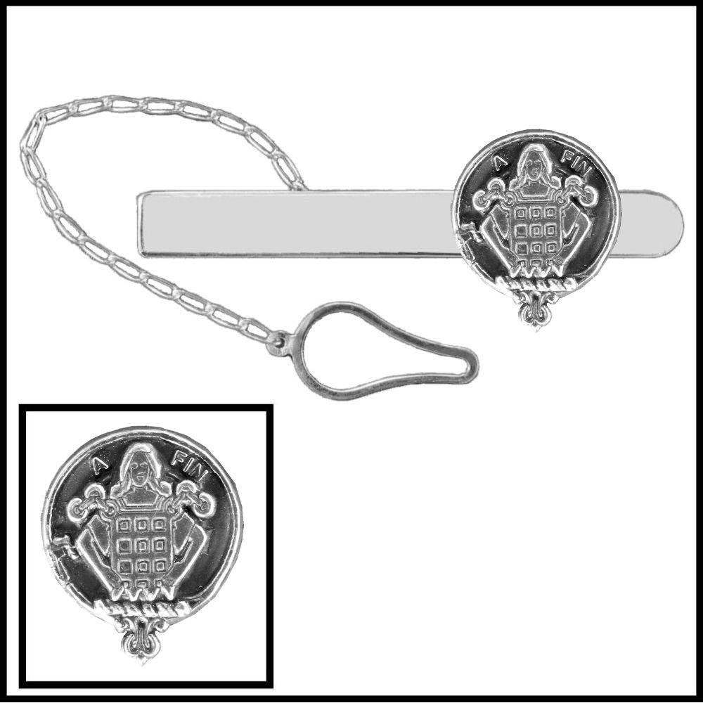 Ogilvie Clan Crest Scottish Button Loop Tie Bar ~ Sterling silver