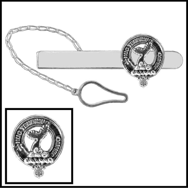Paterson Clan Crest Scottish Button Loop Tie Bar ~ Sterling silver