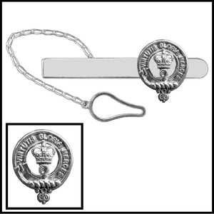 Robertson Clan Crest Scottish Button Loop Tie Bar ~ Sterling silver