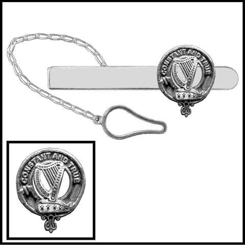 Rose Clan Crest Scottish Button Loop Tie Bar ~ Sterling silver