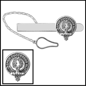 Ross Clan Crest Scottish Button Loop Tie Bar ~ Sterling silver