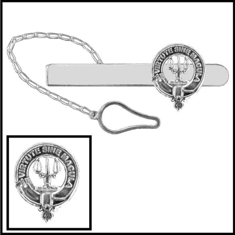 Russell Clan Crest Scottish Button Loop Tie Bar ~ Sterling silver