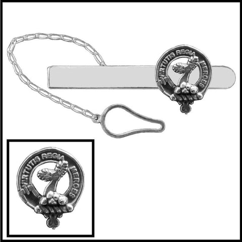 Skene Clan Crest Scottish Button Loop Tie Bar ~ Sterling silver