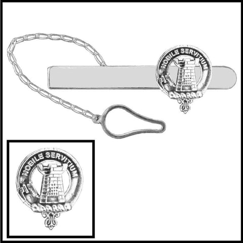 Spaulding Clan Crest Scottish Button Loop Tie Bar ~ Sterling silver