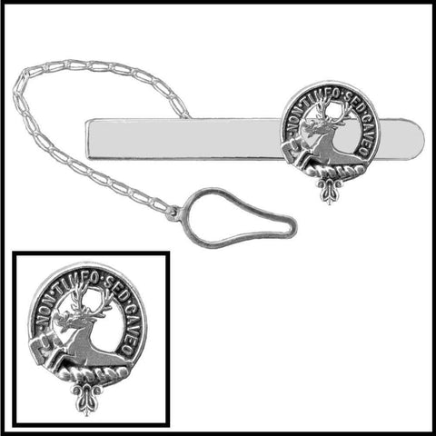 Strachan Clan Crest Scottish Button Loop Tie Bar ~ Sterling silver