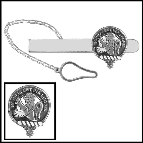 Stuart Clan Crest Scottish Button Loop Tie Bar ~ Sterling silver