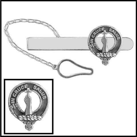 Taylor Clan Crest Scottish Button Loop Tie Bar ~ Sterling silver