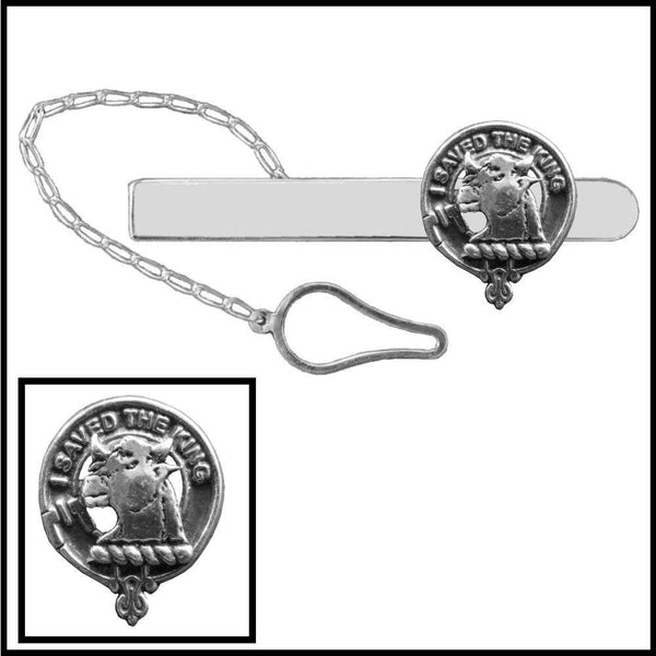 Turnbull Clan Crest Scottish Button Loop Tie Bar ~ Sterling silver