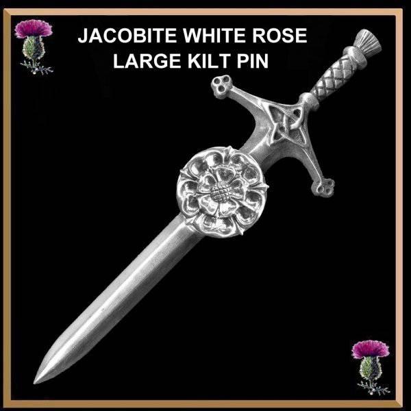 Jacobite White Rose Large Kilt Pin , Scottish
