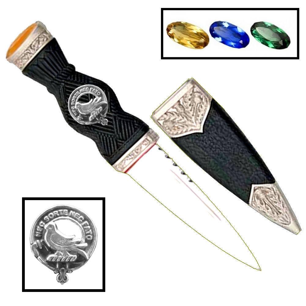 Rutherford Clan Crest Sgian Dubh, Scottish Knife